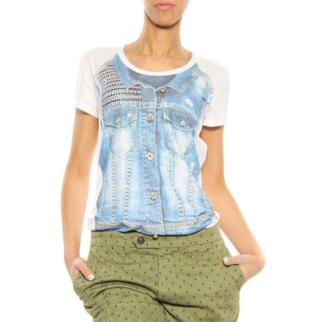 T-Shirt Twin Set blue-white